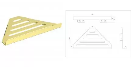 Полка для ванной угловая WONZON & WOGHAND, Брашированное золото (WW-6132-BG) · Wonzon & Woghand, WW-6132-BG