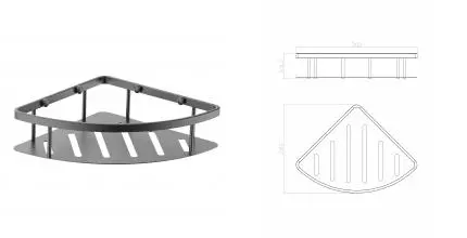 Полка для ванной угловая WONZON & WOGHAND, Тёмный графит (WW-4132-BGM) · Wonzon & Woghand, WW-4132-BGM