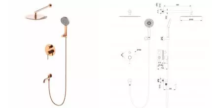 Душевая система встраиваемая WONZON & WOGHAND TOR, Розовое золото (WW-88939073-RG) · Wonzon & Woghand, WW-88939073-RG