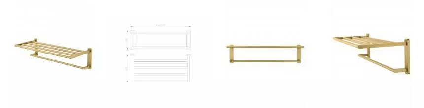 Полотенцедержатель с полкой WONZON & WOGHAND GRAFFITY, Брашированное золото (WW-9381-BG) · Graffity, Wonzon & Woghand, WW-9381-BG