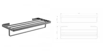 Полотенцедержатель с полкой WONZON & WOGHAND LOTTE, Тёмный графит (WW-8381A-BGM) · Wonzon & Woghand, WW-8381A-BGM