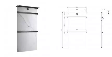 Полотенцесушитель электрический с каменной плитой Белый мрамор WONZON & WOGHAND STUTTGART, Тёмный графит (WW-A504W-GM) · Stuttgart, Wonzon & Woghand, WW-A504W-GM