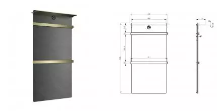 Полотенцесушитель электрический с каменной плитой Серый мрамор WONZON & WOGHAND STUTTGART, Брашированное золото (WW-A504G-BG) · Stuttgart, Wonzon & Woghand, WW-A504G-BG