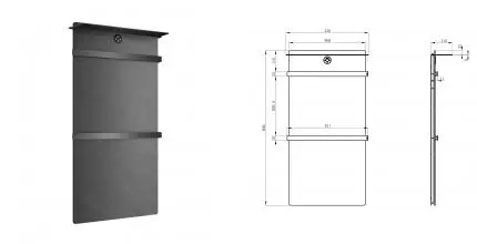 Полотенцесушитель электрический с каменной плитой Серый мрамор WONZON & WOGHAND STUTTGART, Тёмный графит (WW-A504G-GM) · Stuttgart, Wonzon & Woghand, WW-A504G-GM