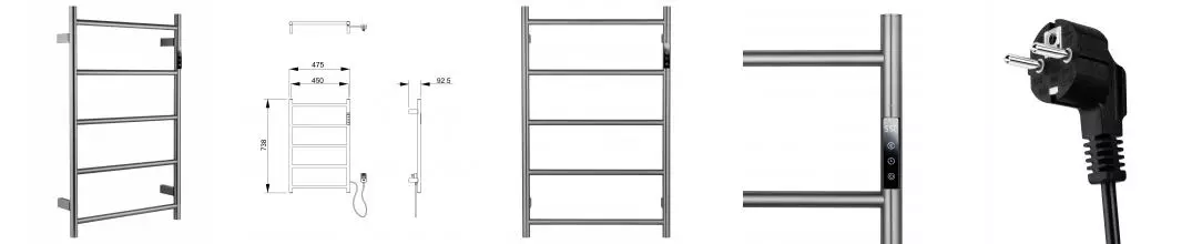 Полотенцесушитель электрический WONZON & WOGHAND BONN, Брашированный никель (WW-AL405-BR) · Wonzon & Woghand, WW-AL405-BR