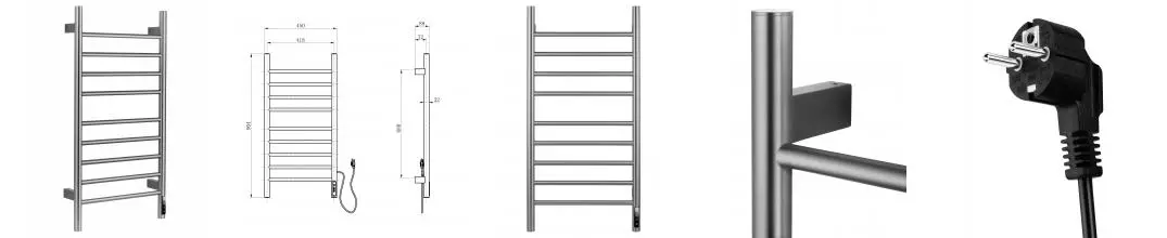 Полотенцесушитель электрический WONZON & WOGHAND BONN, Брашированный никель (WW-AL409-BR) · Wonzon & Woghand, WW-AL409-BR