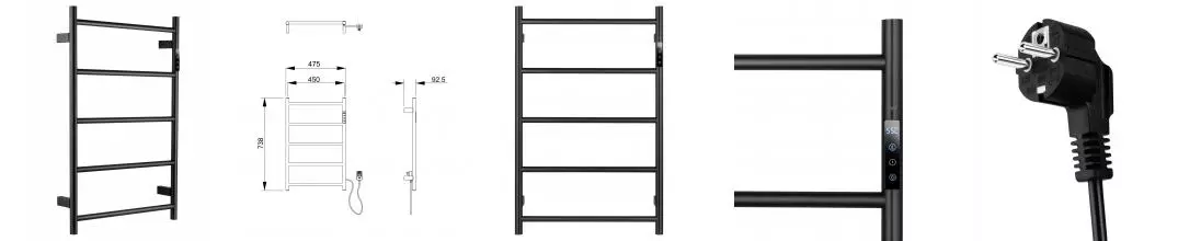 Полотенцесушитель электрический WONZON & WOGHAND BONN, Тёмный графит (WW-AL405-GM) · Wonzon & Woghand, WW-AL405-GM