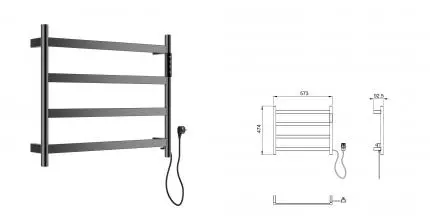 Полотенцесушитель электрический WONZON & WOGHAND ESSEN, Тёмный графит (WW-A404-GM) · Essen, Wonzon & Woghand, WW-A404-GM