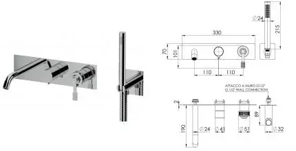 Внешняя часть смесителя «Remer» Atelier AL53D2WB хром Внешняя часть смесителя «Remer» Atelier AL53D2WB хром