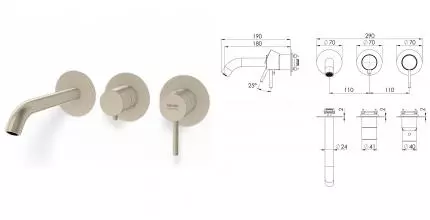 Внешняя часть смесителя «Remer» X-Style X54D3PWBXV сталь