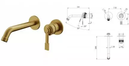 Внешняя часть смесителя «Remer» Atelier AL15PLWBBG брашированное золото