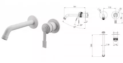 Внешняя часть смесителя «Remer» Atelier AL15PLWBBO белая матовая