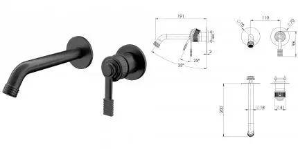Внешняя часть смесителя «Remer» Atelier AL15PLWBCFP брашированный чёрный хром