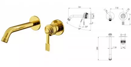 Внешняя часть смесителя «Remer» Atelier AL15PLWBDO золото