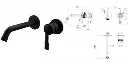 Внешняя часть смесителя «Remer» Atelier AL15PLWBNO чёрная матовая