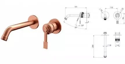 Внешняя часть смесителя «Remer» Atelier AL15PLWBRP брашированная медь Внешняя часть смесителя «Remer» Atelier AL15PLWBRP брашированная медь