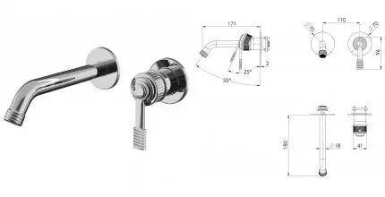 Внешняя часть смесителя «Remer» Atelier AL15PWB хром Внешняя часть смесителя «Remer» Atelier AL15PWB хром