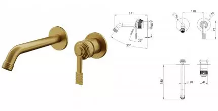 Внешняя часть смесителя «Remer» Atelier AL15PWBBG брашированное золото
