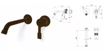 Внешняя часть смесителя «Remer» Atelier AL15PWBBR масляная бронза