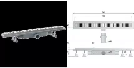 Дренажный канал 70 см OMP Tea Renova Eko Light 4943.976.8, шт 4943.976.8 · Remer, 4943.976.8