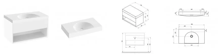 Тумба с раковиной «Ravak» SD Lite 80 (Lite 80/45 S) подвесная белая