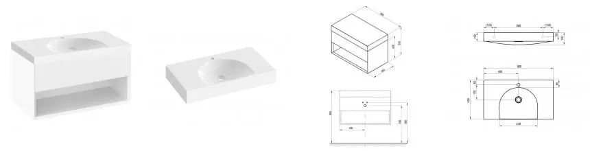 Тумба с раковиной «Ravak» SD Lite 80 (Lite 80/45 S) подвесная белая