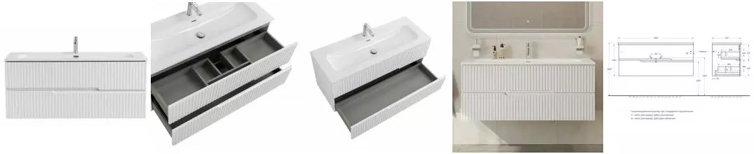 Тумба с раковиной «Cezares» Duet-N 120 (CZR-8073-120) подвесная Bianco Lucido