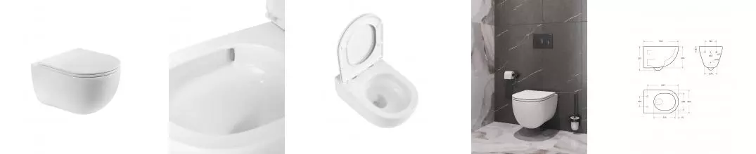 ETNA Унитаз подвесной безободковый со смывом "Торнадо", с сиденьем дюропласт soft close BB008CH-TOR/SC BB008CH-TOR/SC · Belbagno, BB008CH-TOR/SC