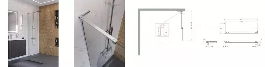 Душевая перегородка «Belbagno» UNO-L-1-TB-70-C-Cr 70/200 прозрачная/хром универсальная