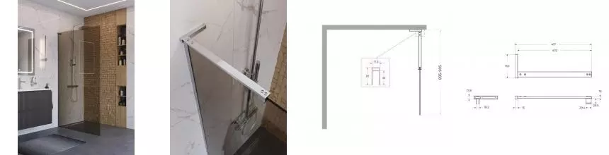 Душевая перегородка «Belbagno» UNO-L-1-TB-90-BR-Cr 90/200 бронза/хром универсальная