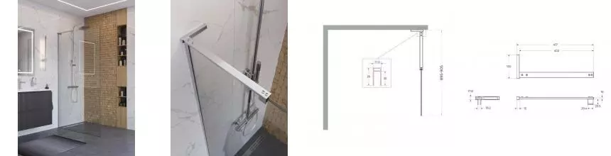 Душевая перегородка «Belbagno» UNO-L-1-TB-90-C-Cr 90/200 прозрачная/хром универсальная