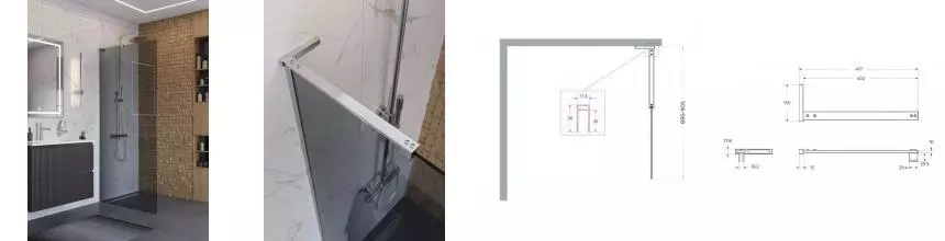 Душевая перегородка «Belbagno» UNO-L-1-TB-90-GR-Cr 90/200 графит/хром универсальная