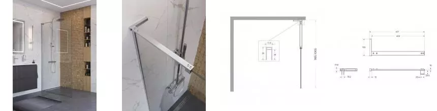 Душевая перегородка «Belbagno» UNO-L-1-TB-100-C-Cr 100/200 прозрачная/хром универсальная