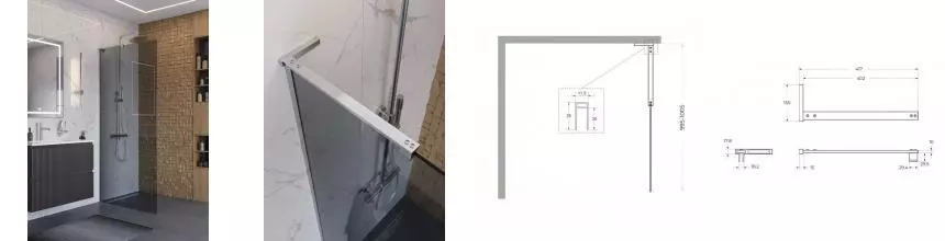 Душевая перегородка «Belbagno» UNO-L-1-TB-100-GR-Cr 100/200 графит/хром универсальная