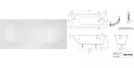 Ванна из искусственного камня «Allen Brau» Evo Oberon 170/70 с ножками без сифона белая