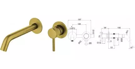 Смеситель для раковины «Allen Brau» Priority 2.0 5.31030-GB брашированное золото