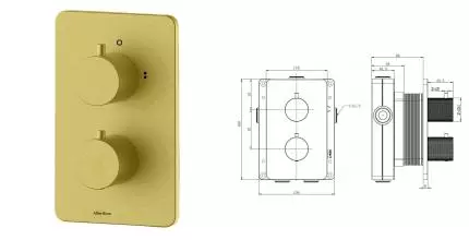 Смеситель для душа «Allen Brau» Priority 4.0 5.3U123-GB с термостатом брашированное золото