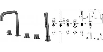 Смеситель на борт ванны «Allen Brau» Priority 5.31007-MG брашированный графит