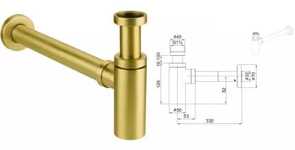 Сифон для раковины «Allen Brau» Priority 5.31025-GB брашированное золото