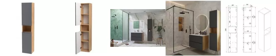 Пенал «ZOV» Дион 30 подвесной графит матовый/дуб универсальный