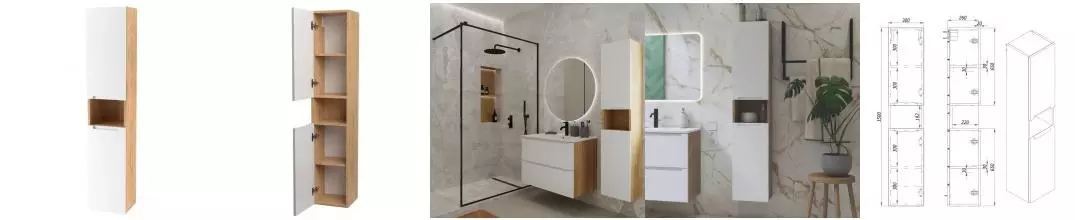 Пенал «ZOV» Дион 30 подвесной белый матовый/дуб универсальный