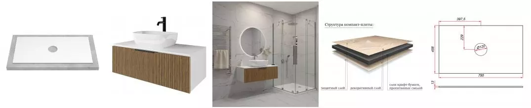 Мебельная столешница «ZOV» 80 компакт-плита белая