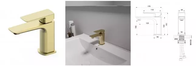 Смеситель для раковины «OLIVEEKA» D OL-139003-BG матовое золото