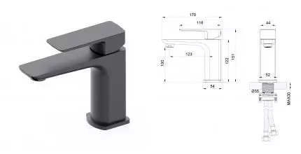 Смеситель для раковины «OLIVEEKA» D OL-139003-BGM оружейный метал