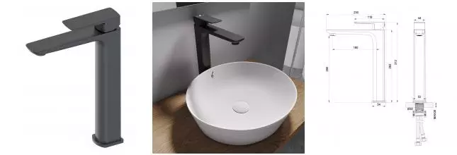 Смеситель для раковины «OLIVEEKA» D OL-239003-MB чёрный матовый