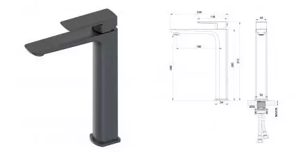 Смеситель для раковины «OLIVEEKA» D OL-239003-BGM оружейный метал