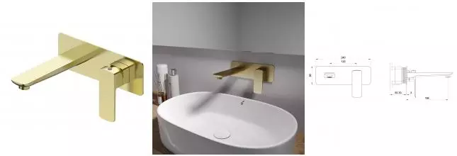 Смеситель для раковины с внутренней частью Oliveeka D OL-869003-BG, золото матовое OL-869003-BG · D, OLIVEEKA, OL-869003-BG