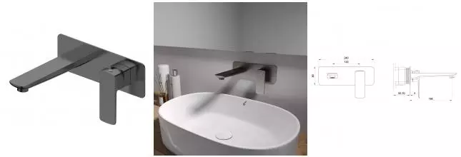 Смеситель для раковины «OLIVEEKA» D OL-869003-BGM оружейный метал