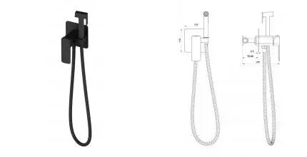 Смеситель с гигиеническим душем «OLIVEEKA» D OL-829003-MB чёрный матовый