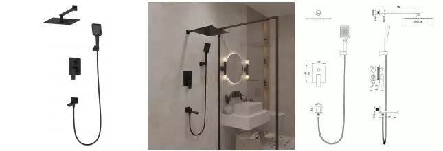 Душевая система «OLIVEEKA» D OL-939003-MB чёрная матовая